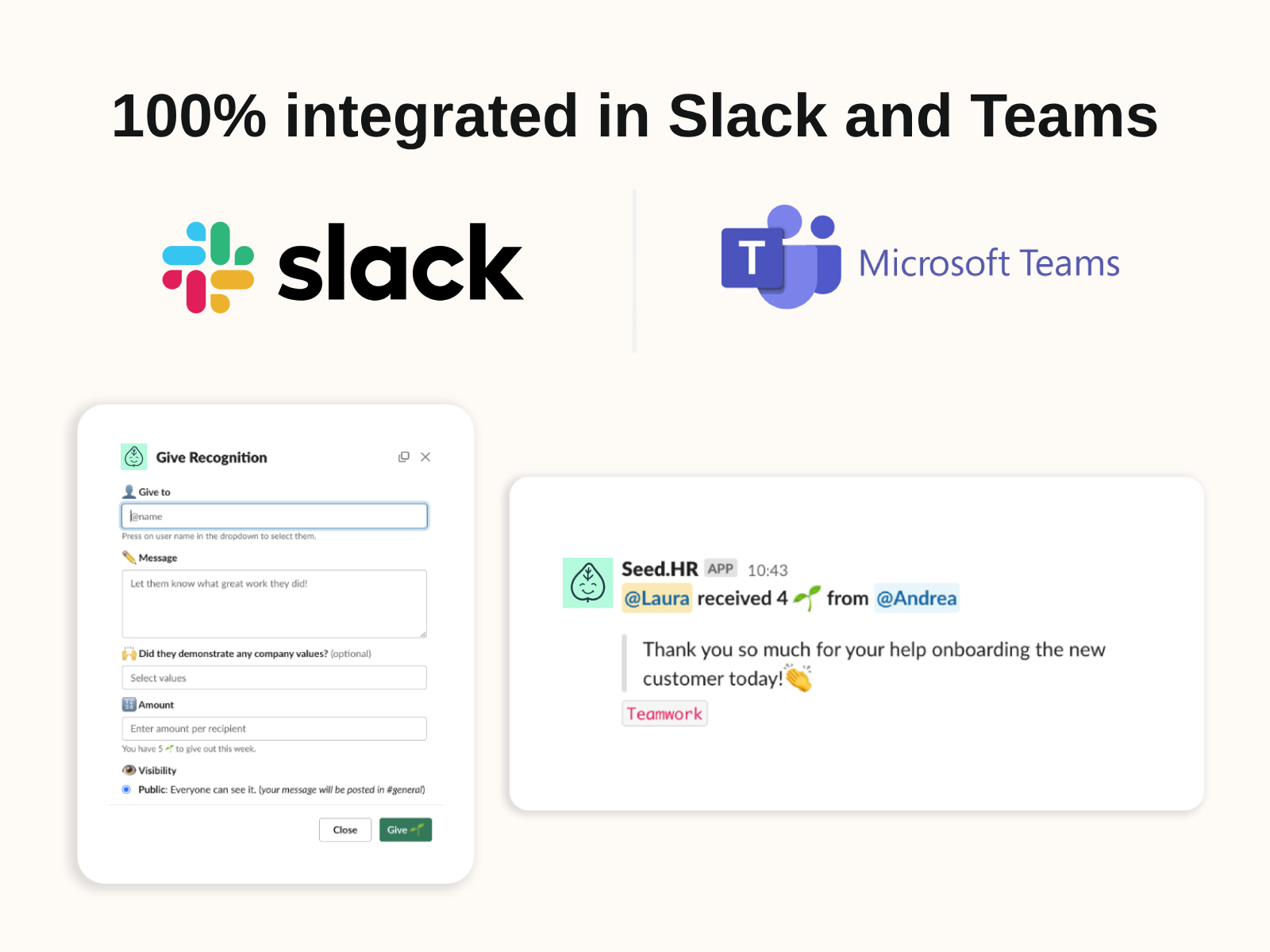 Seed is integrated in Slack and Teams, not Guusto